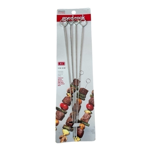 NIB Good Cook Set of 4 Skewers Stainless Steel Veggies Grilling Skewers - Picture 2 of 2